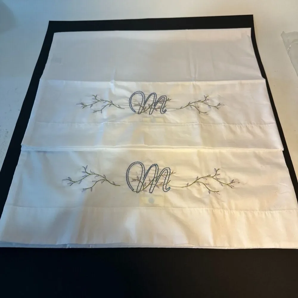 Hand stitched with intial M Pillowcases Standard Size